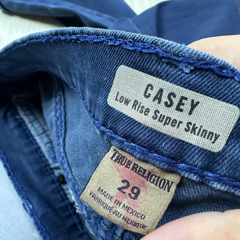 True Religion Casey Low Rise Super Skinny Dark Wash Flap Pocket Denim Jeans 29 - Picture 8 of 15
